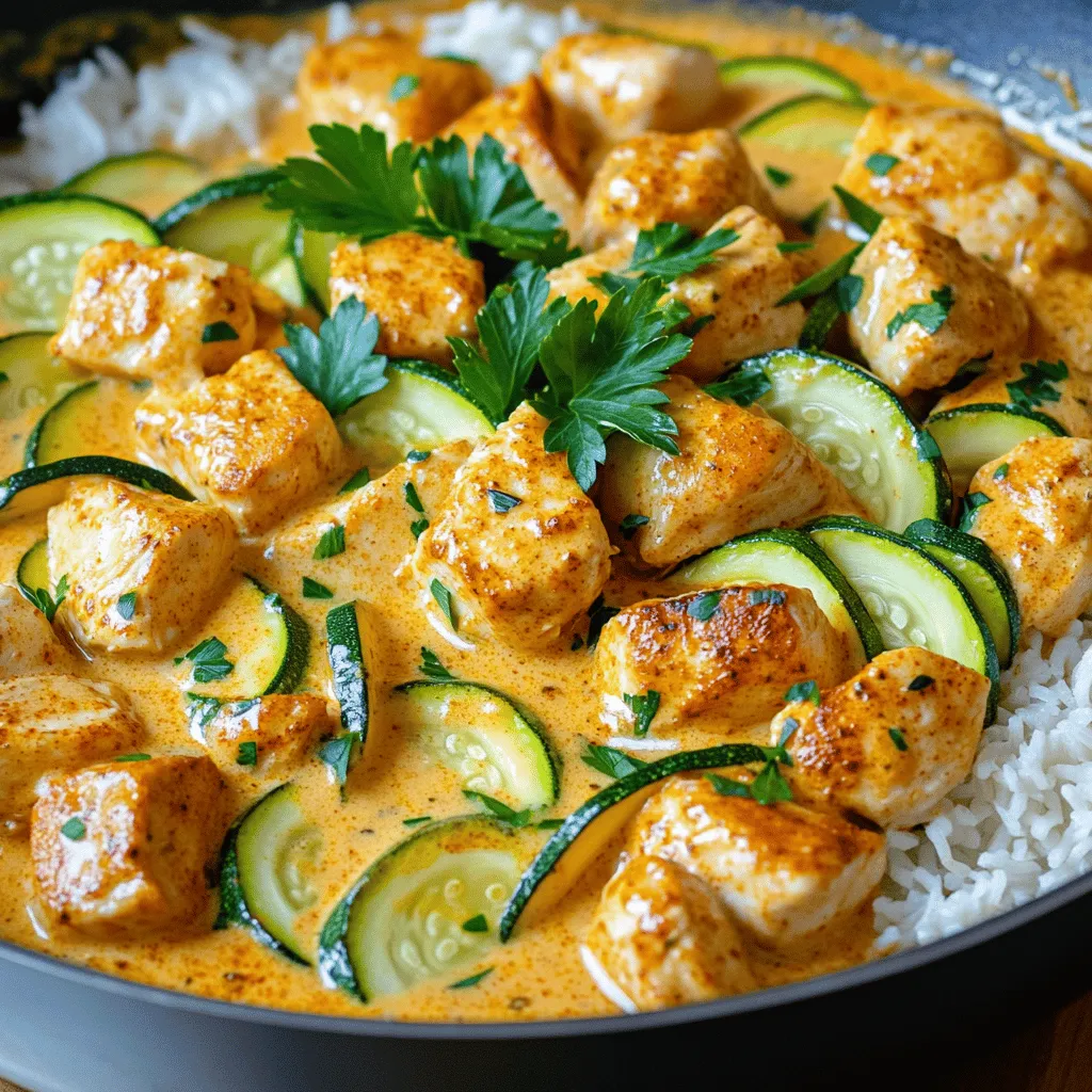 - 500g chicken breast, cubed - 2 medium zucchinis, sliced - 1 large onion, diced - 3 cloves garlic, minced - 1 tablespoon olive oil - 2 teaspoons smoked paprika - 1 teaspoon dried oregano