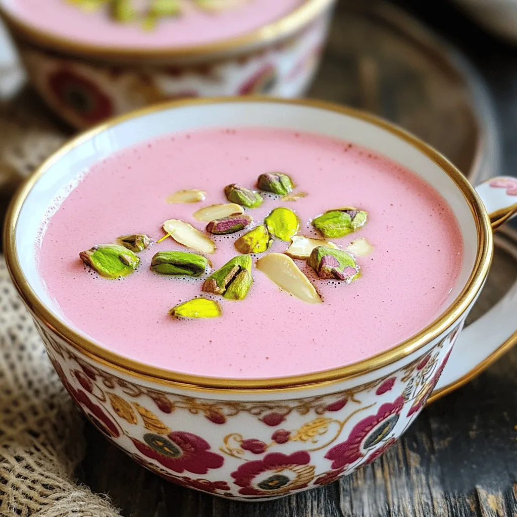 To make Kashmiri pink chai, you need a few key ingredients. The best tea leaves for Kashmiri chai are green tea leaves. You can use Kashmiri green tea for the best flavor. This tea gives the drink its unique taste.