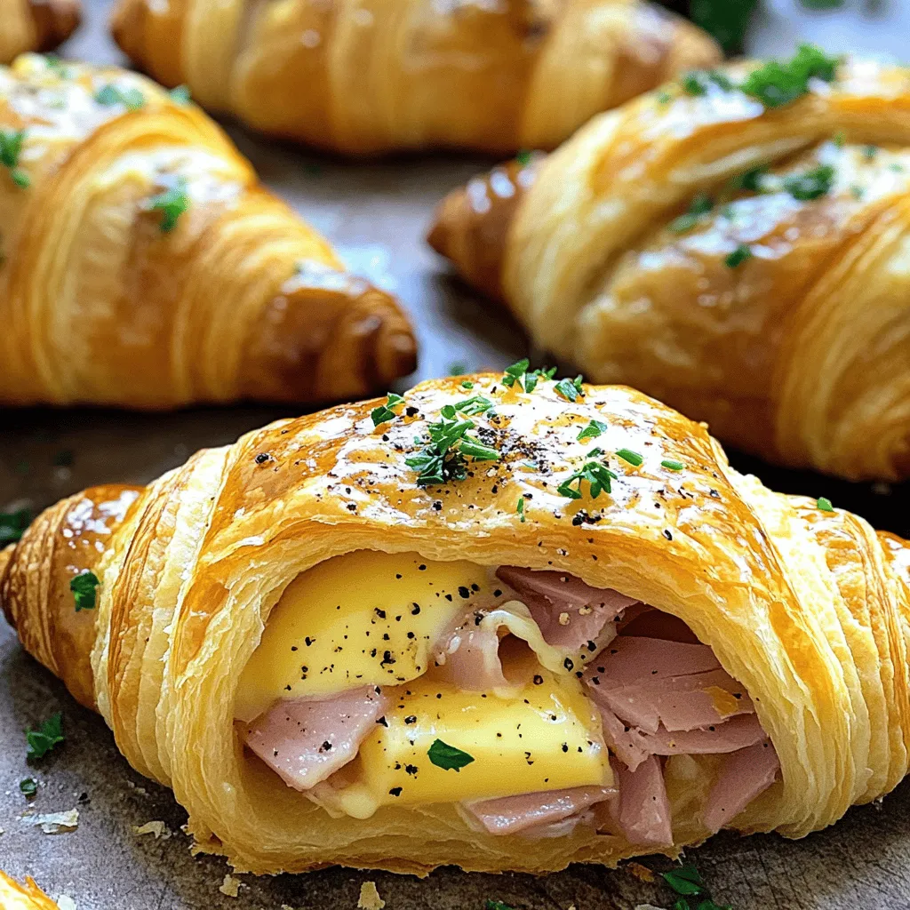 To make baked ham and cheese croissants, you will need: