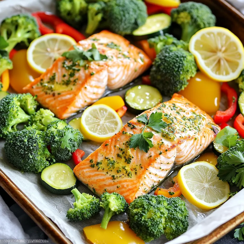 Sheet Pan Lemon Herb Salmon Veggies Easy Meal Idea