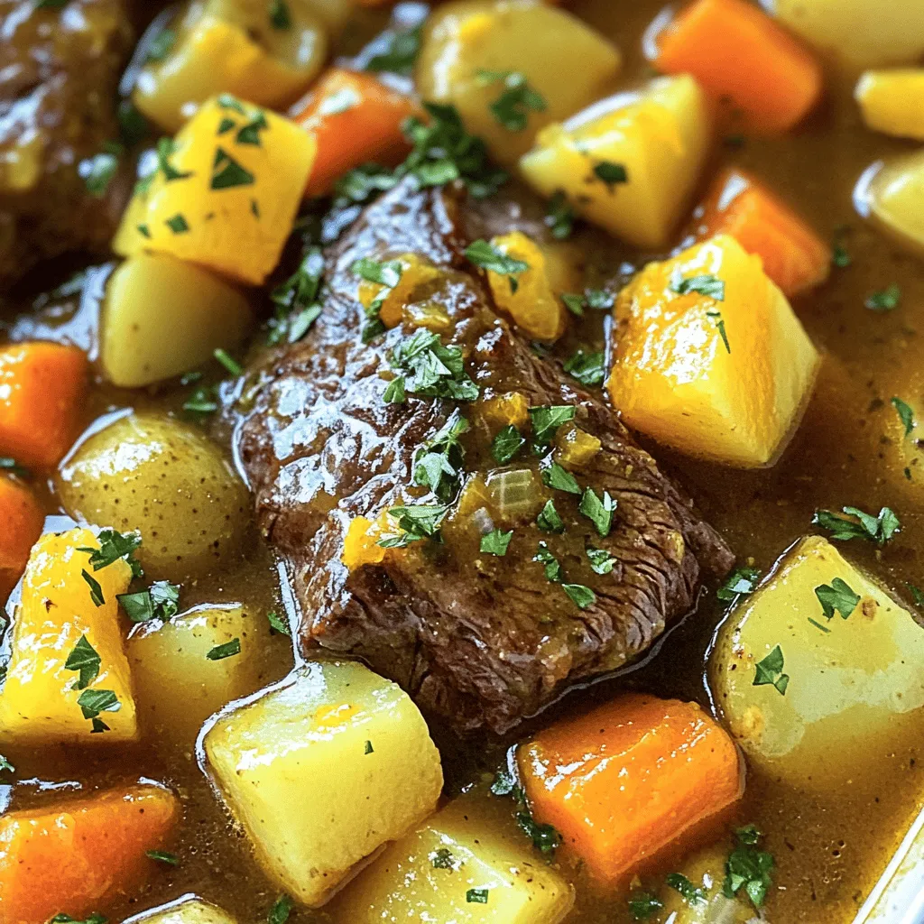 This savory citrus herb pot roast is a simple yet tasty meal for any night. It combines beef, fresh herbs, and veggies for a rich flavor. The dish cooks low and slow, making the meat tender and juicy.