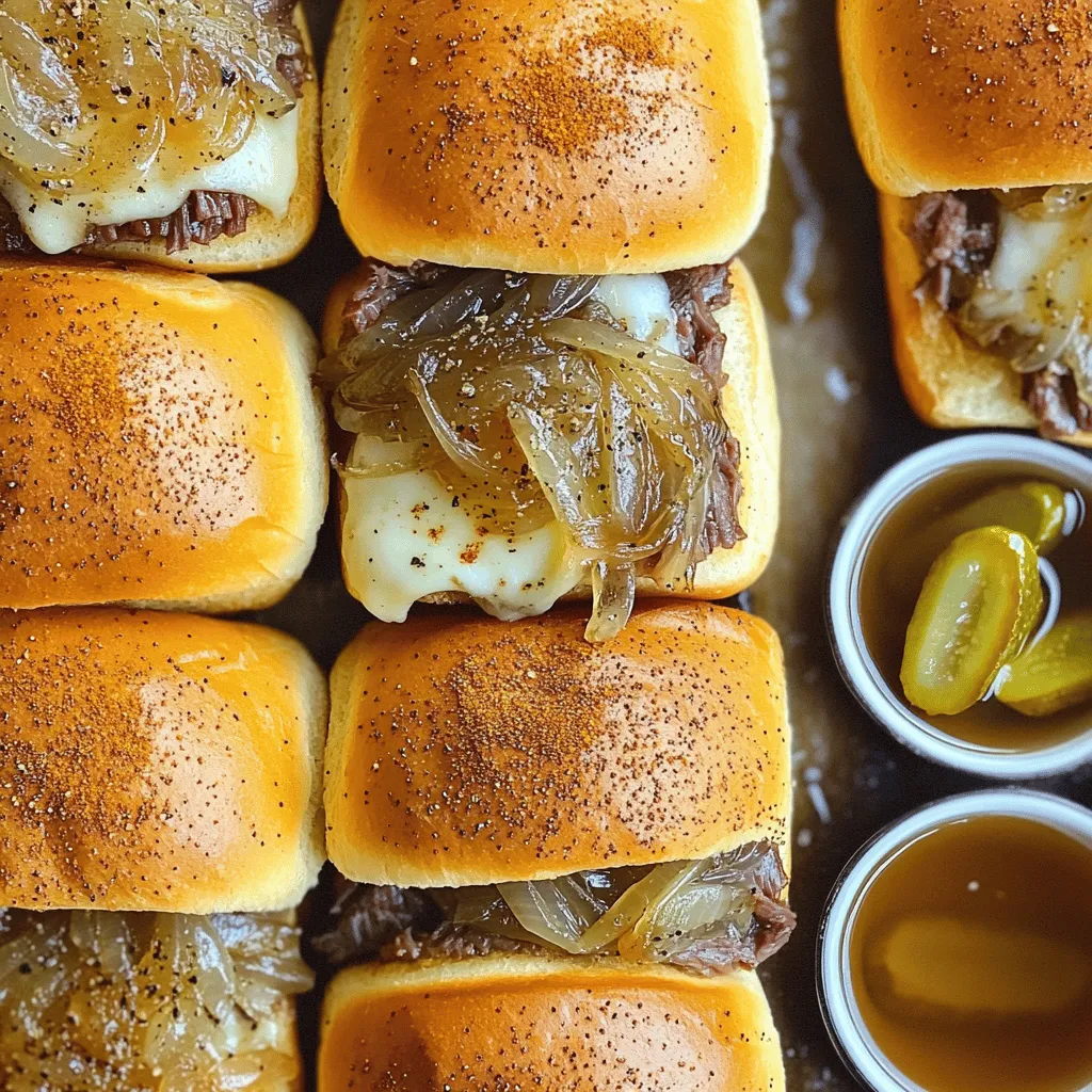 French dip sliders are small sandwiches filled with savory roast beef. They are soft, warm, and perfect for dipping. You can enjoy these sliders at parties or as a quick meal.