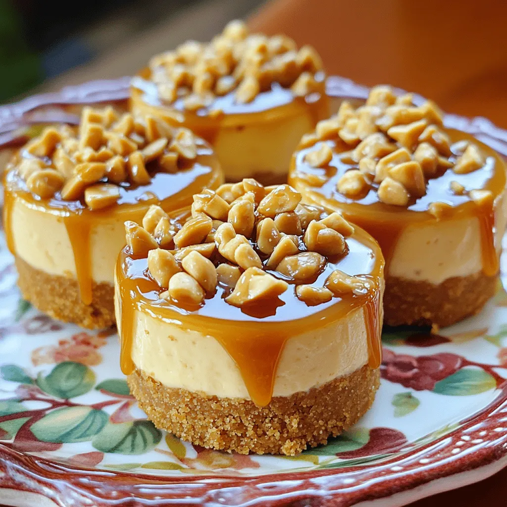 These are small treats packed with creamy goodness. Irresistible mini cheesecakes combine peanut butter and caramel in a bite-sized delight. They have a crunchy crust and a smooth filling. Each mini cheesecake is rich, sweet, and oh-so-satisfying.