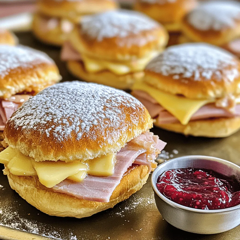 To make tasty Monte Cristo Sliders, gather these key ingredients. You need 12 slider buns for the base of your sliders. For proteins, choose 12 slices of deli turkey and 12 slices of ham. These meats make the sliders hearty and savory.