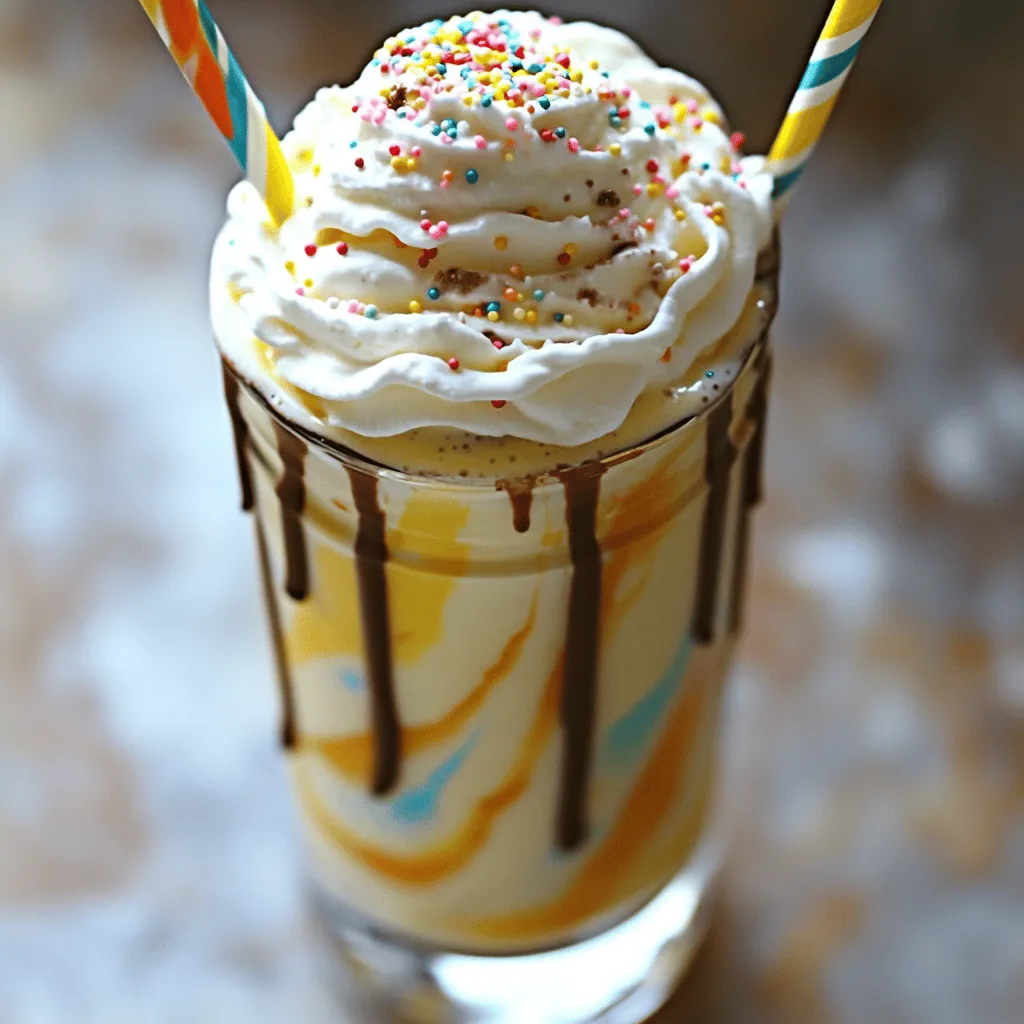 To make a great cake batter milkshake, you need simple ingredients. First, you need vanilla ice cream. This gives your shake a rich, creamy base. Whole milk adds smoothness and helps blend everything well. You’ll also need cake mix, which gives that delicious cake flavor.