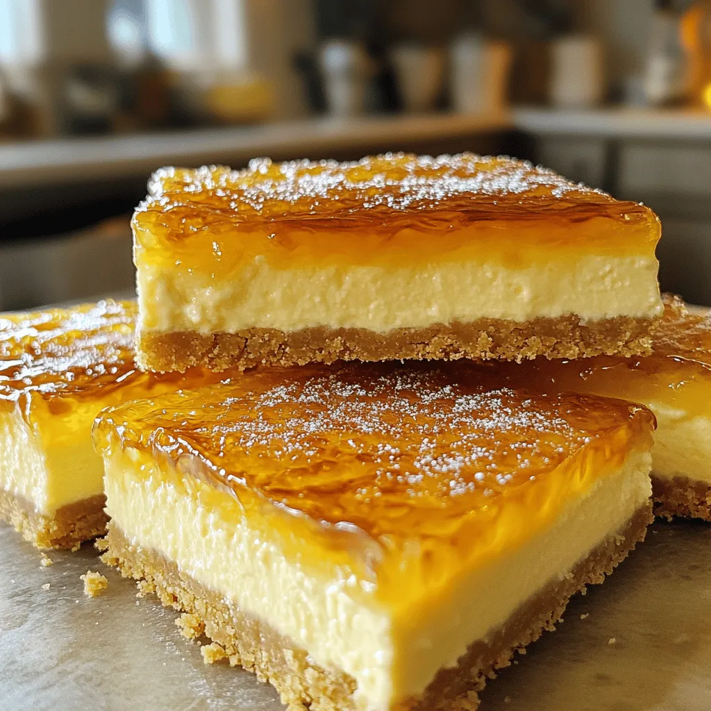 Crème brûlée cheesecake bars are a tasty blend of two beloved desserts. They mix the smoothness of cheesecake with the crispy sugar topping of crème brûlée. This combination creates a dessert that is rich, creamy, and oh-so-delicious.