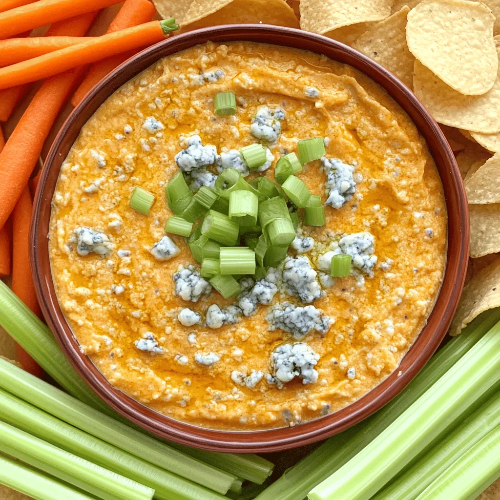 The main ingredients for Buffalo Bleu Dip create a rich, creamy flavor. You need a few staples to make this dip shine.