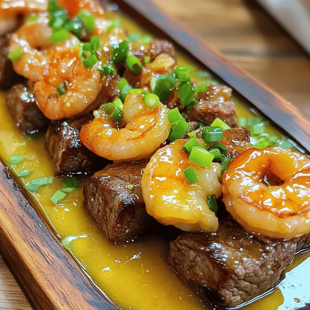 When making savory steak bites and shrimp in garlic butter soy glaze, you need fresh and flavorful ingredients. Here’s what you will need: