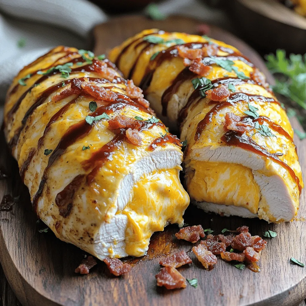 To make Air Fryer BBQ Stuffed Chicken, you need a few key items. First, grab 2 large chicken breasts. They should be thick enough to hold the stuffing. Next, you will need 1 cup of shredded cheddar cheese for that melty goodness. You also want 1/2 cup of softened cream cheese to add creaminess. Don’t forget 1/2 cup of your favorite barbecue sauce; this brings the BBQ flavor. For some crunch, you can add 1/4 cup of cooked and crumbled bacon, but this is optional. Finish it off with 1 teaspoon each of garlic powder and onion powder. Finally, add salt and pepper to taste. This combination makes a delicious filling for your stuffed chicken breasts.