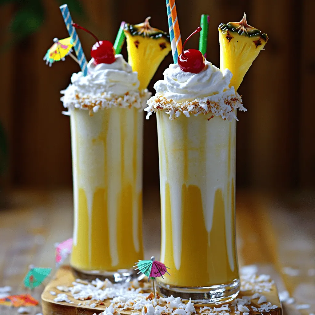 Creating the perfect Pina Colada milkshake starts with the right ingredients. For this tropical delight, focus on a few key base ingredients.