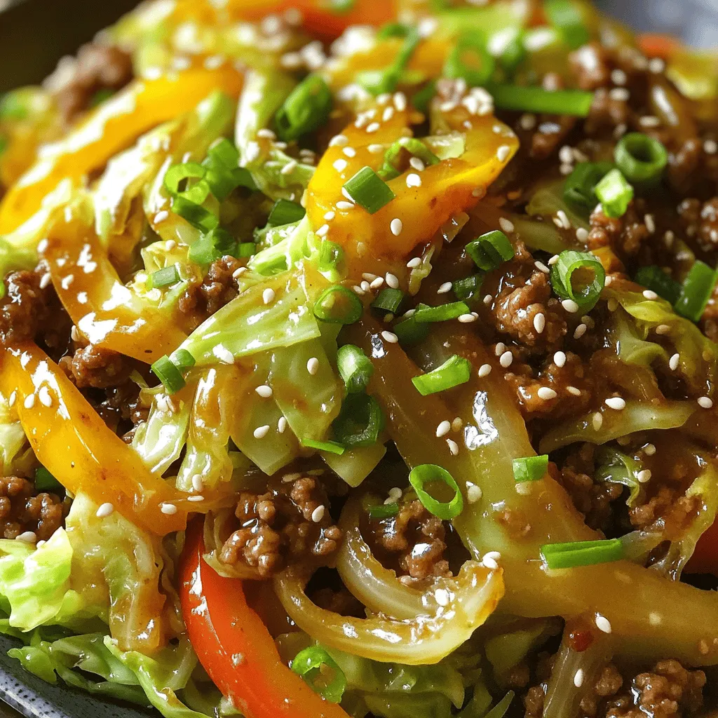 To make a tasty low-carb cabbage and beef stir fry, you need simple ingredients. The star of this dish is lean ground beef. It adds protein and flavor. I often use 1 pound for a family meal.
