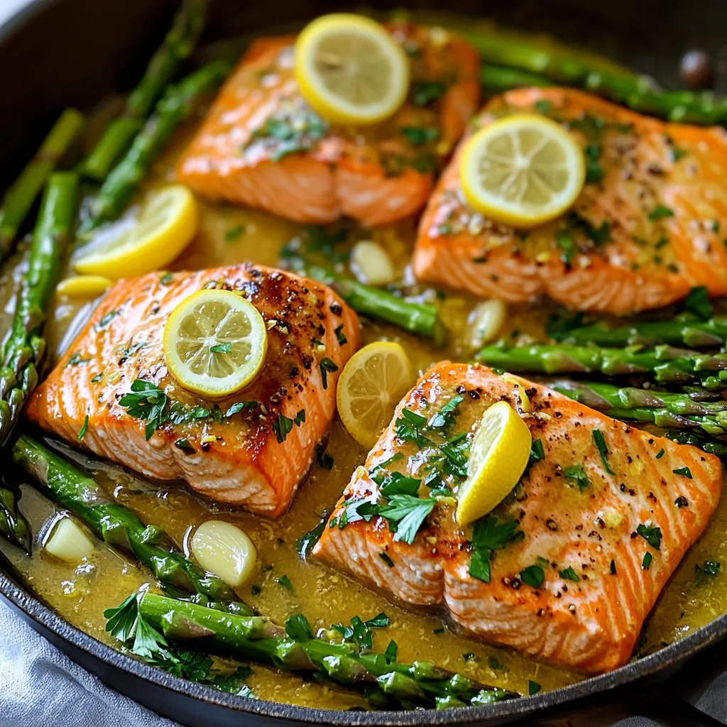 Lemon Butter Salmon Asparagus Skillet Delight