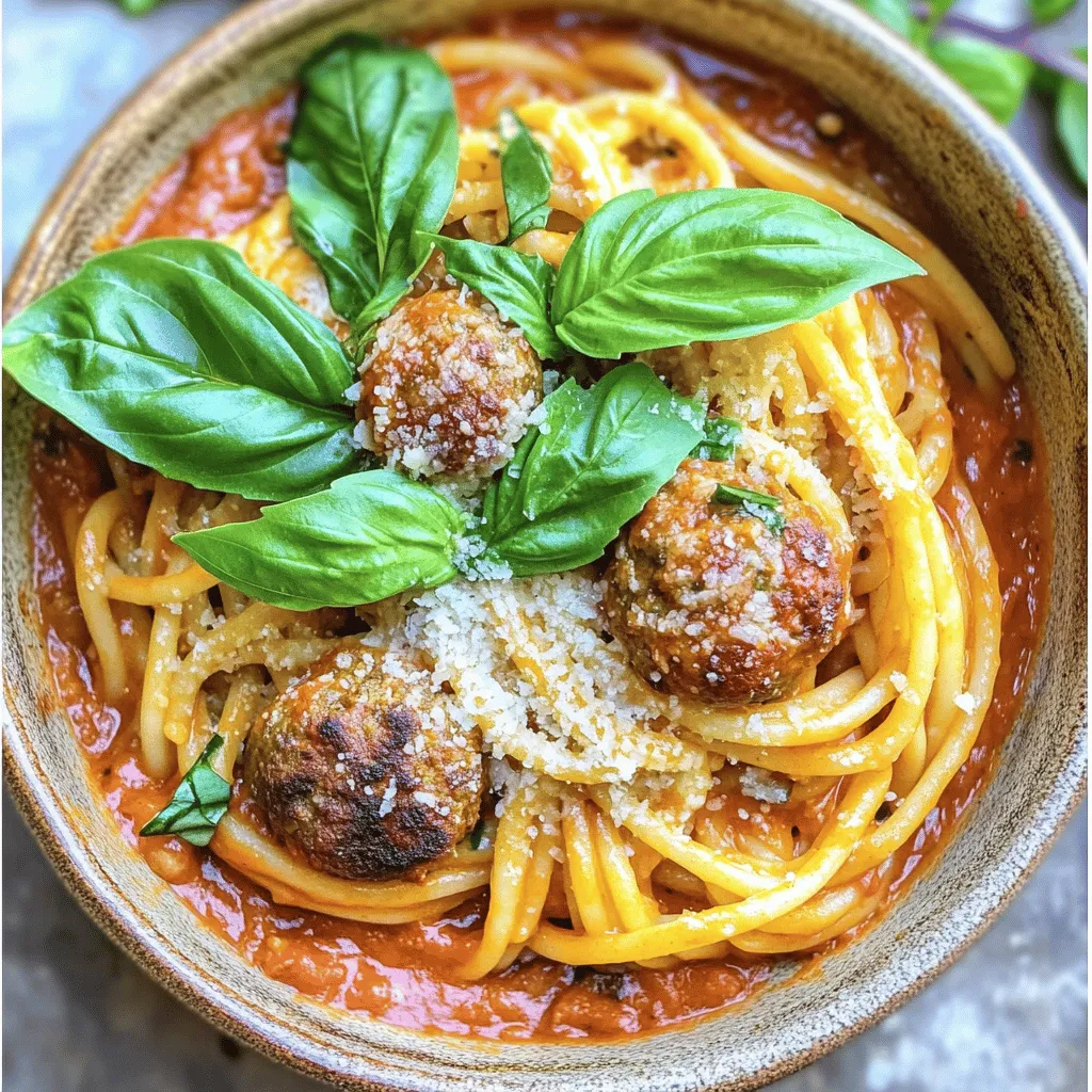 - 1 pound ground beef (or turkey) - 1/2 cup breadcrumbs - 1/4 cup grated Parmesan cheese - 1 large egg - 2 cloves garlic, minced - 1 teaspoon dried oregano - 1 teaspoon salt - 1/2 teaspoon black pepper - 1 jar (24 oz) marinara sauce - 2 cups water - 12 ounces spaghetti - Fresh basil leaves for garnish