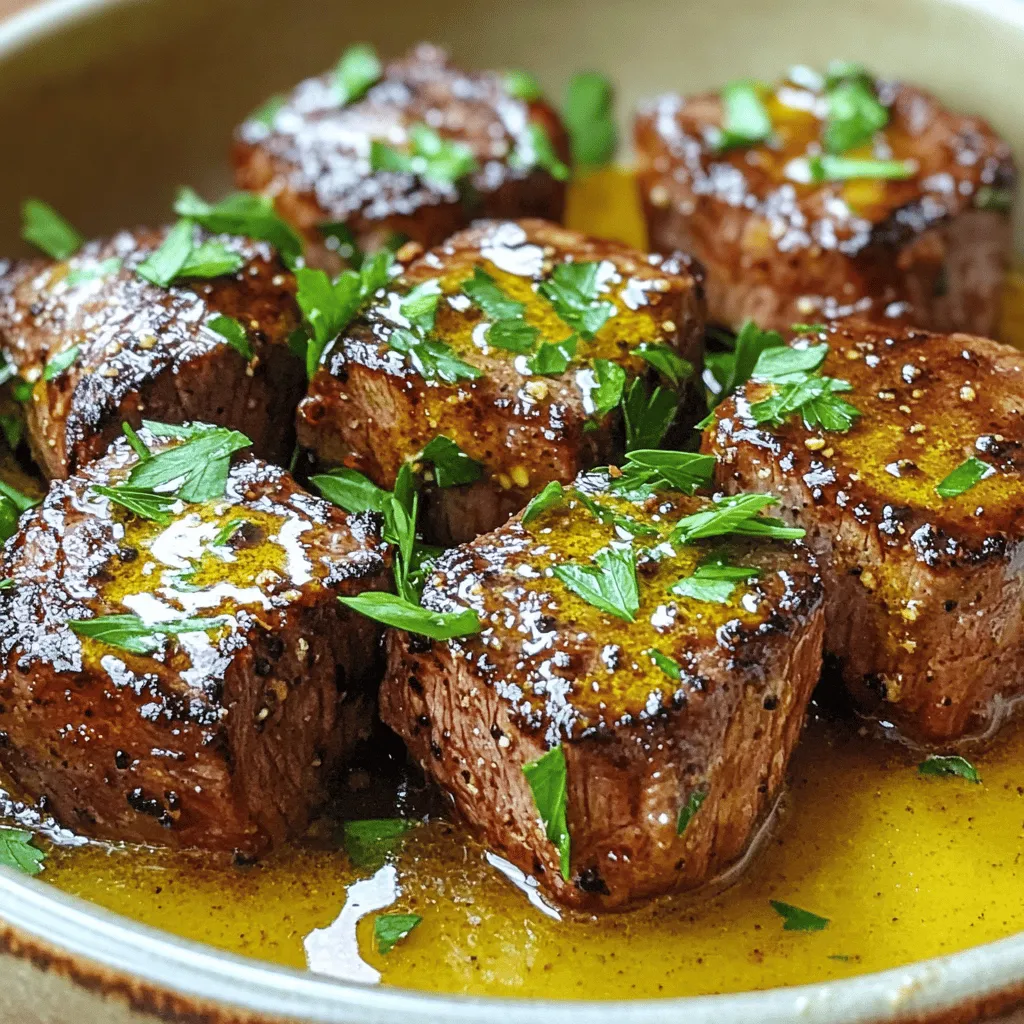 To make Cajun garlic butter steak bites, gather these key ingredients: - 1 pound sirloin steak, cut into 1-inch cubes - 2 tablespoons Cajun seasoning - 3 tablespoons unsalted butter - 4 garlic cloves, minced - 1 tablespoon olive oil - 1 teaspoon Worcestershire sauce - Salt and black pepper to taste - Fresh parsley, chopped (for garnish)