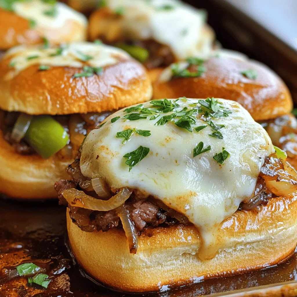 - 1 pound sirloin steak, thinly sliced - 1 cup provolone cheese, shredded - 12 slider buns