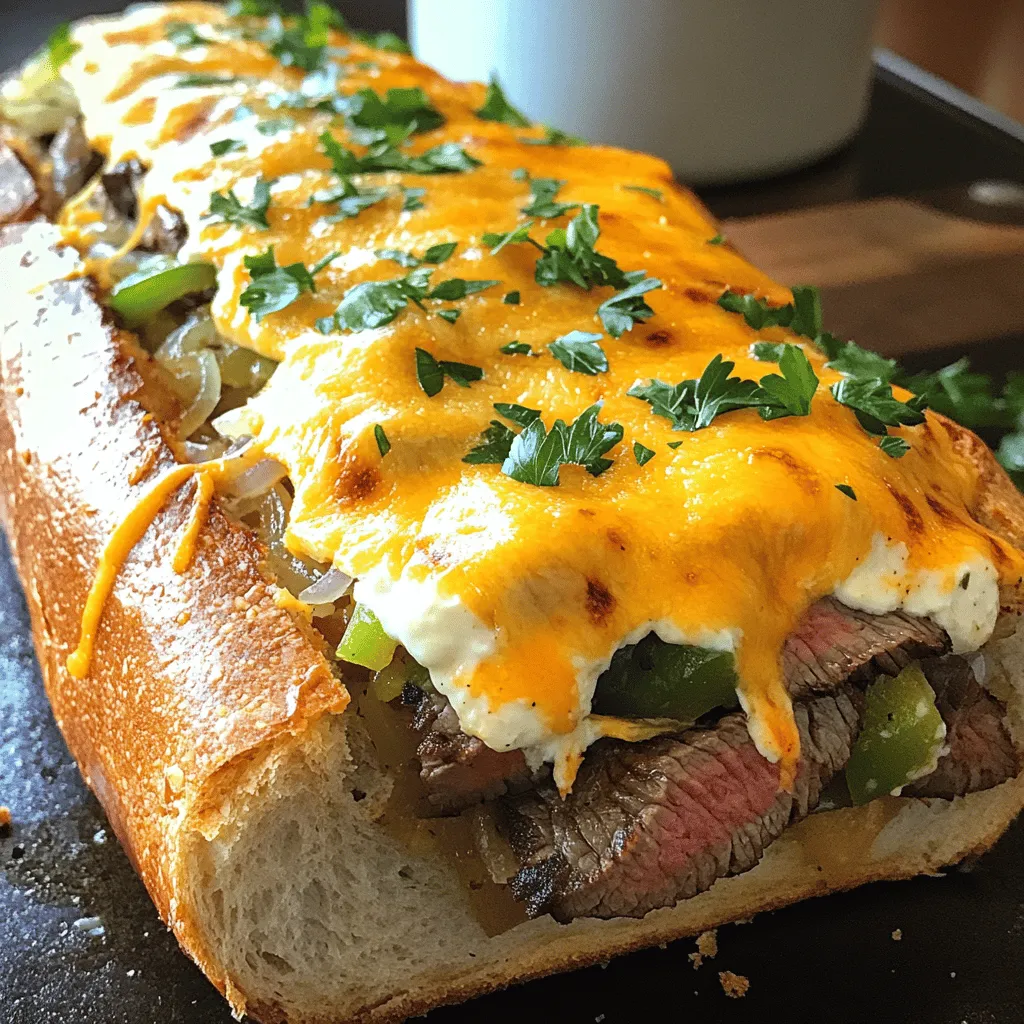 To make a great Philly cheesesteak cheesy bread, you need a few key ingredients. The first is a large loaf of Italian bread. This bread has a nice crust and soft center, perfect for holding the filling.