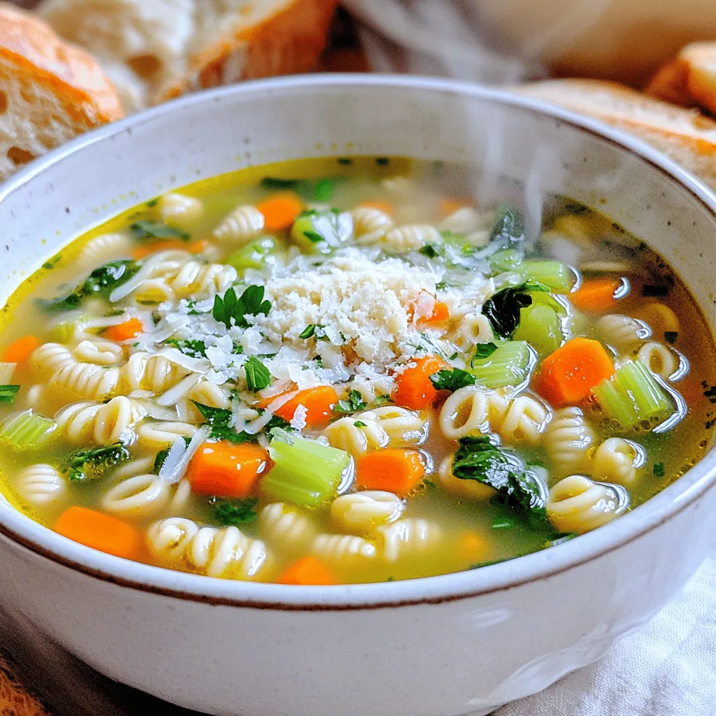 Pastina soup is a warm and cozy dish. It uses simple ingredients to create great flavors. The main ingredient is pastina, which is tiny pasta shapes. You need about 1 cup for the soup.