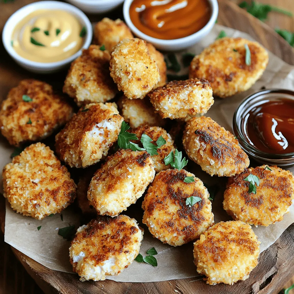 - 1 lb boneless, skinless chicken breasts - 1 cup all-purpose flour - 2 large eggs - 1 cup breadcrumbs (panko for extra crunch)