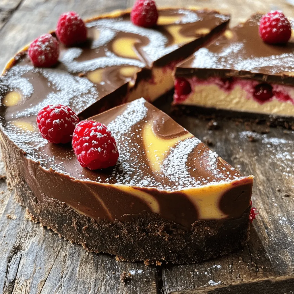 To make chocolate raspberry cheesecake, you need several key items. Start with 2 cups of softened cream cheese. This gives the cheesecake its creamy texture. You will also need 1 ¾ cups of granulated sugar. This sweetens the dish and balances the flavors. Add 3 large eggs to bind the mixture. Don’t forget 1 teaspoon of vanilla extract for a lovely aroma. Lastly, include 1 cup of sour cream. It adds richness and a slight tang to the cheesecake.