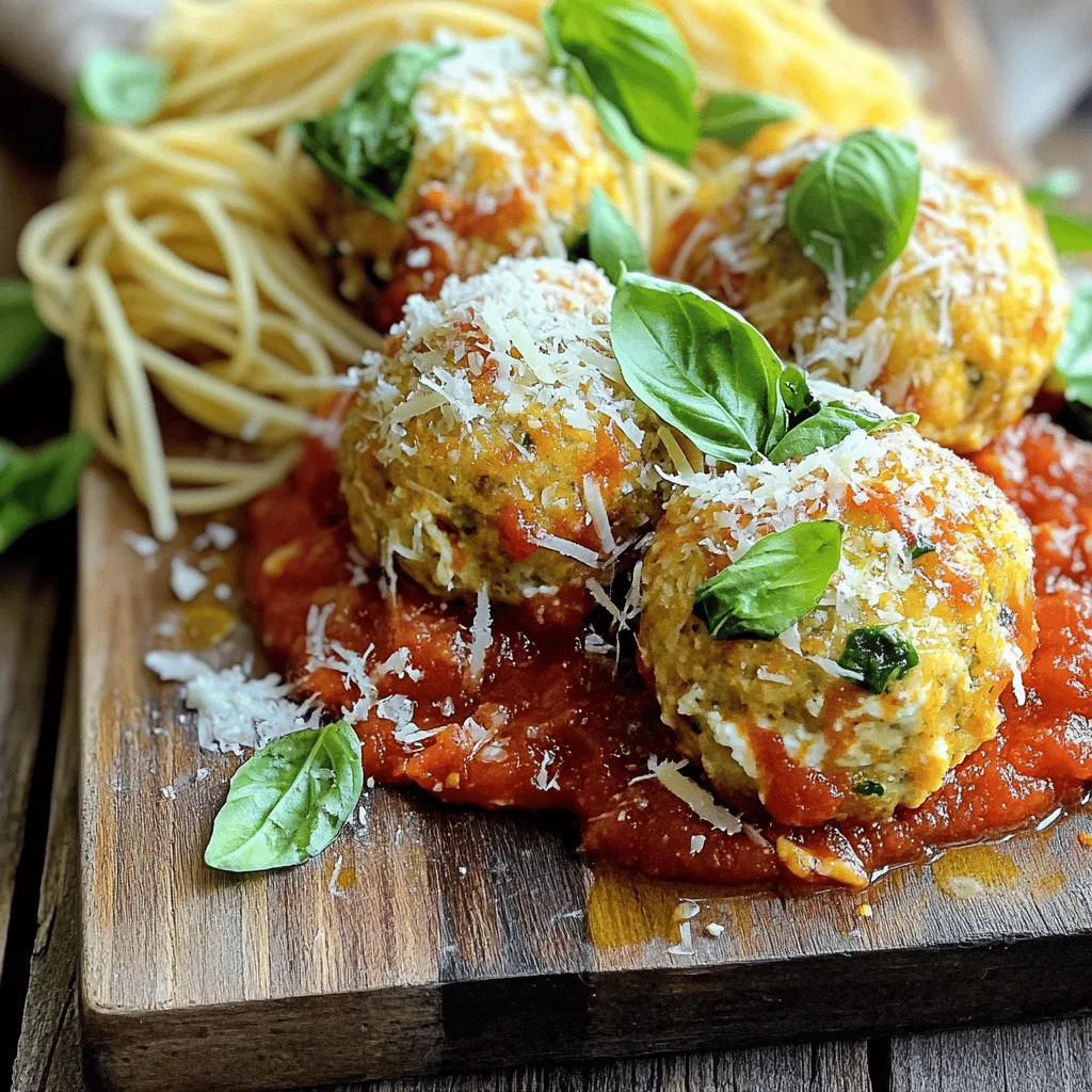 The main ingredients for baked chicken ricotta meatballs include ground chicken and ricotta cheese. These two form the base of the meatballs. You will also need grated Parmesan cheese, breadcrumbs, and an egg to bind everything. Garlic adds a nice kick, while fresh basil and dried oregano bring in great herbs. Don’t forget salt and pepper to taste.