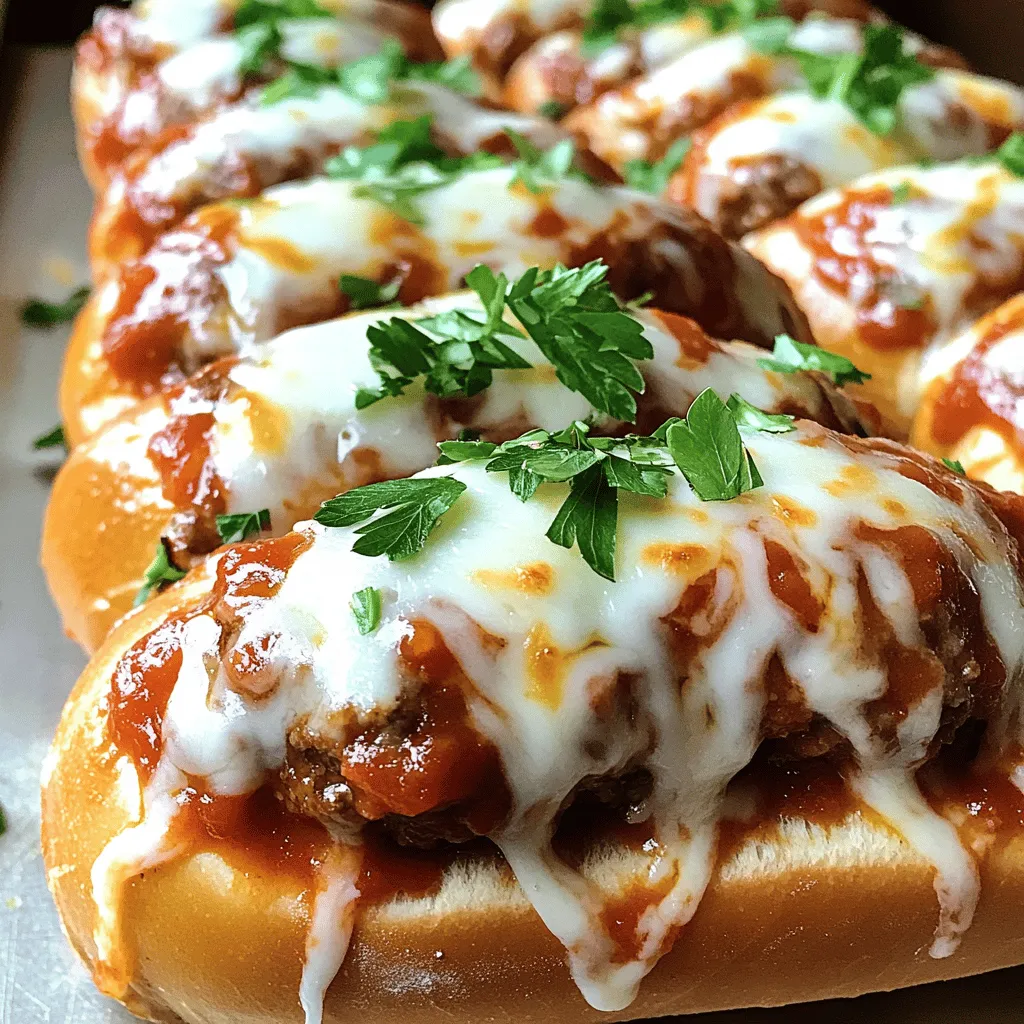 To make tasty meatball subs, gather these key items: - 1 pound ground beef - 1/2 pound ground pork - 1 cup breadcrumbs - 1/4 cup grated Parmesan cheese - 1/4 cup fresh parsley, chopped - 1 teaspoon dried oregano - 1 teaspoon garlic powder - 1 teaspoon onion powder - 1 large egg - Salt and pepper to taste - 2 cups marinara sauce - 4 crusty hoagie rolls - 2 cups shredded mozzarella cheese - Olive oil for brushing