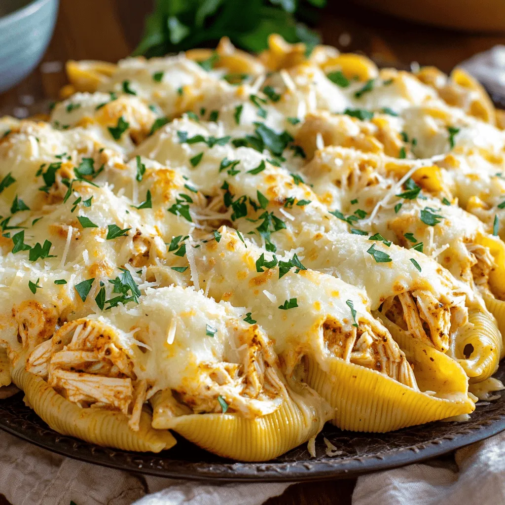 To start, gather these main ingredients for your Cajun Chicken Alfredo Stuffed Shells: - 12 large pasta shells - 2 cups cooked chicken, shredded - 1 cup Cajun seasoning (adjust to taste) - 1 cup heavy cream - 1 cup Alfredo sauce (store-bought or homemade) - 1 cup shredded mozzarella cheese - 1/2 cup grated Parmesan cheese - 3 cloves garlic, minced - 1 tablespoon olive oil - Salt and pepper to taste