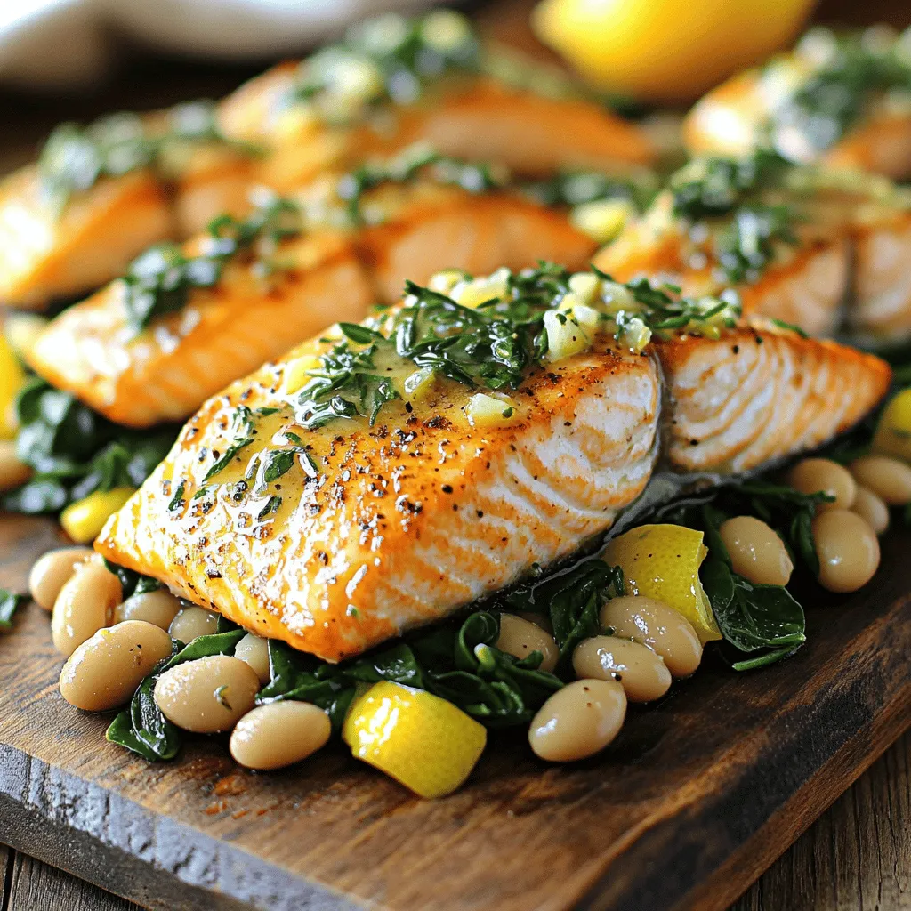 The main ingredients for garlic butter salmon and lemon white beans create a tasty meal. You need salmon, butter, garlic, beans, and lemon. Each one plays a key role in the dish.