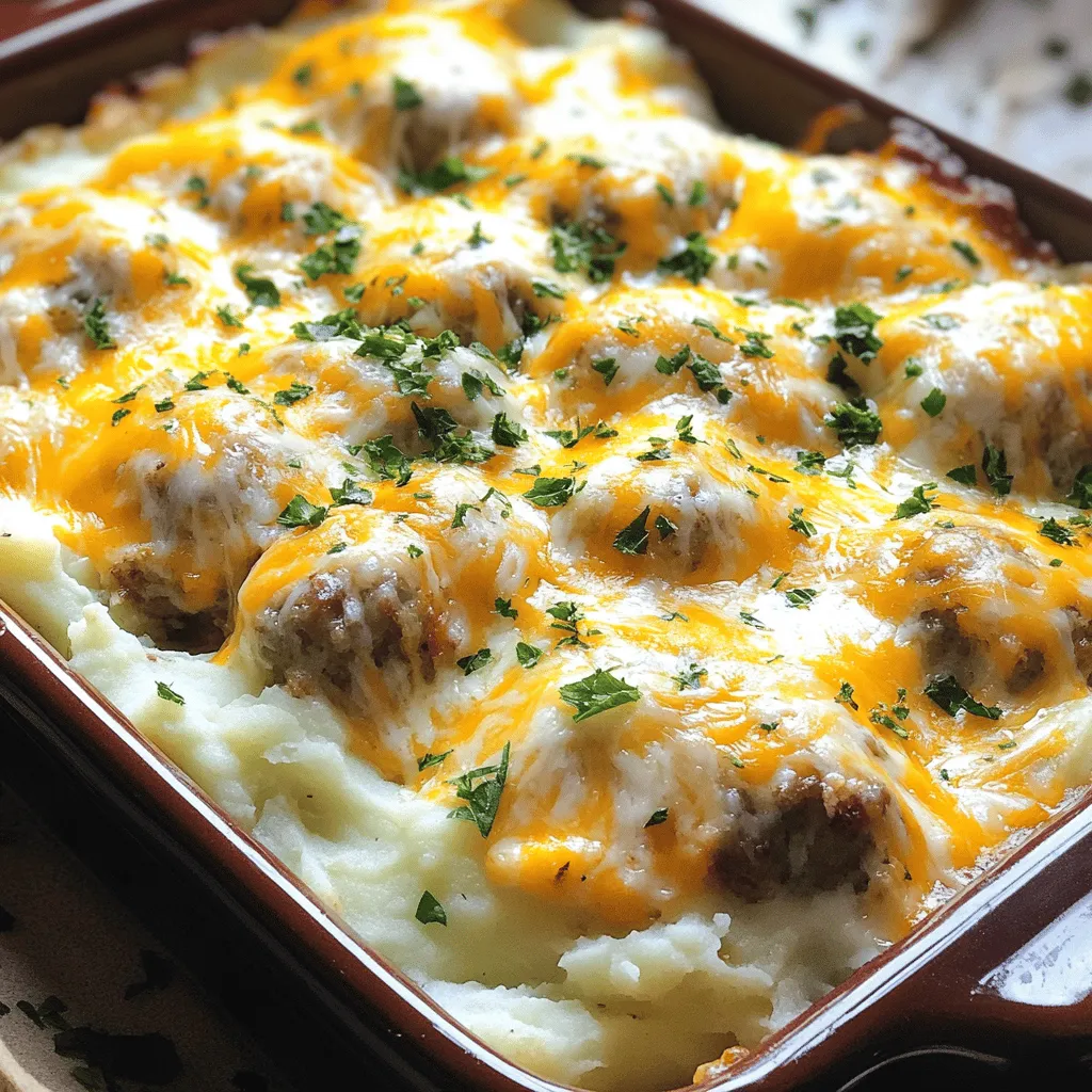 Boil Potatoes And Slice Them With Meatballs And Cheese