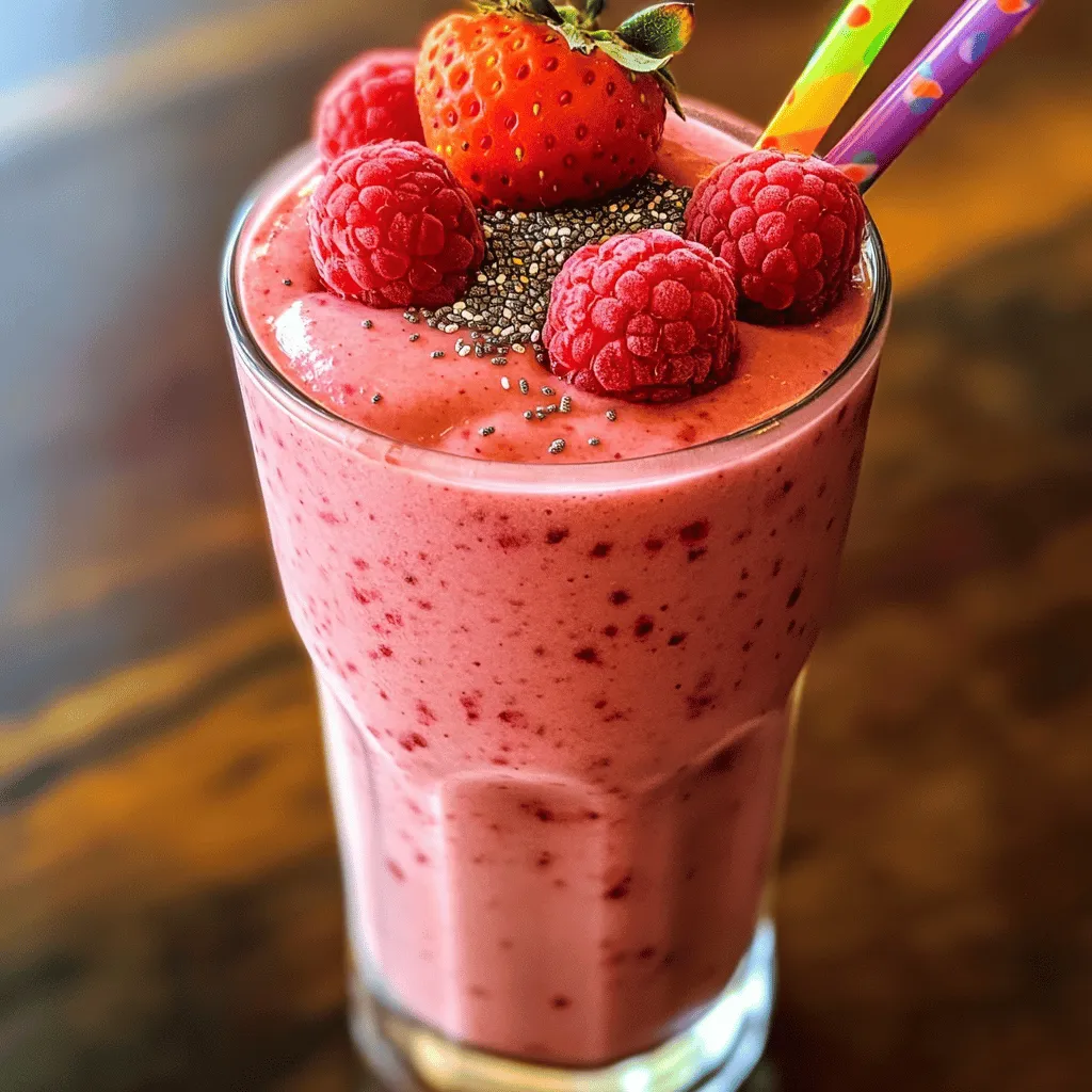 Strawberry Raspberry Banana Protein Smoothie Delight