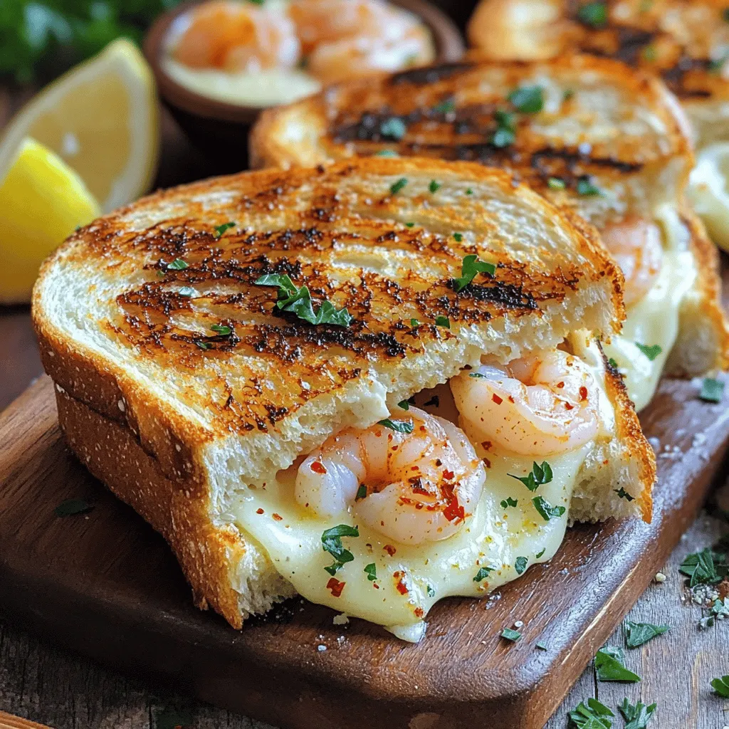 To make a garlic butter shrimp grilled cheese sandwich, you need a few key items. First, gather 1 pound of large shrimp that is peeled and deveined. This shrimp provides a nice, meaty bite. You also need 4 tablespoons of unsalted butter. This will create that rich, buttery flavor.