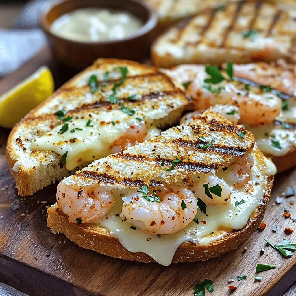 Garlic Butter Shrimp Grilled Cheese Sandwich Delight