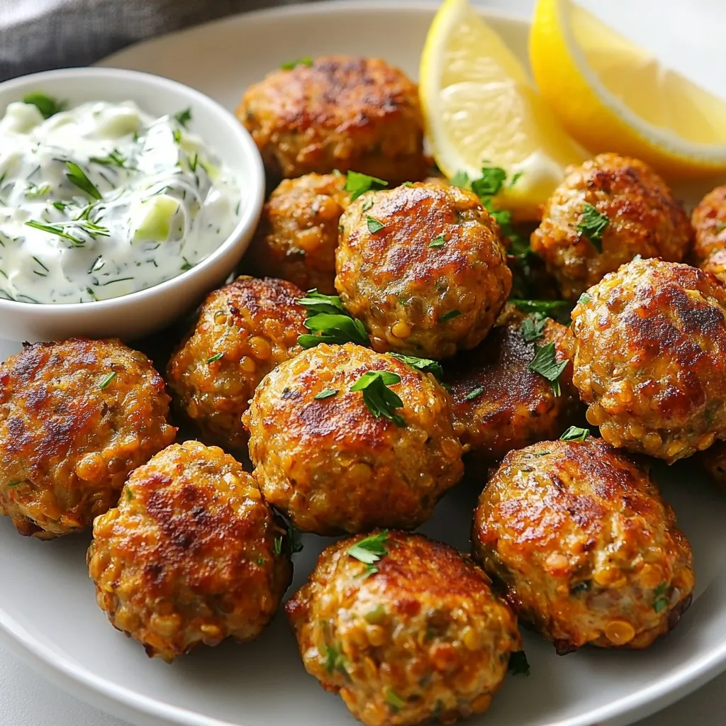 Baked Greek Lentil Meatballs with Tzatziki Delight