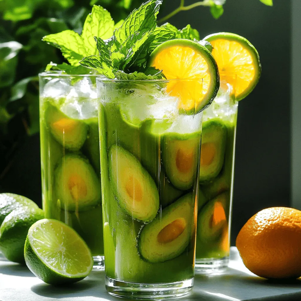To make a refreshing avocado drink, gather these simple and fresh ingredients: