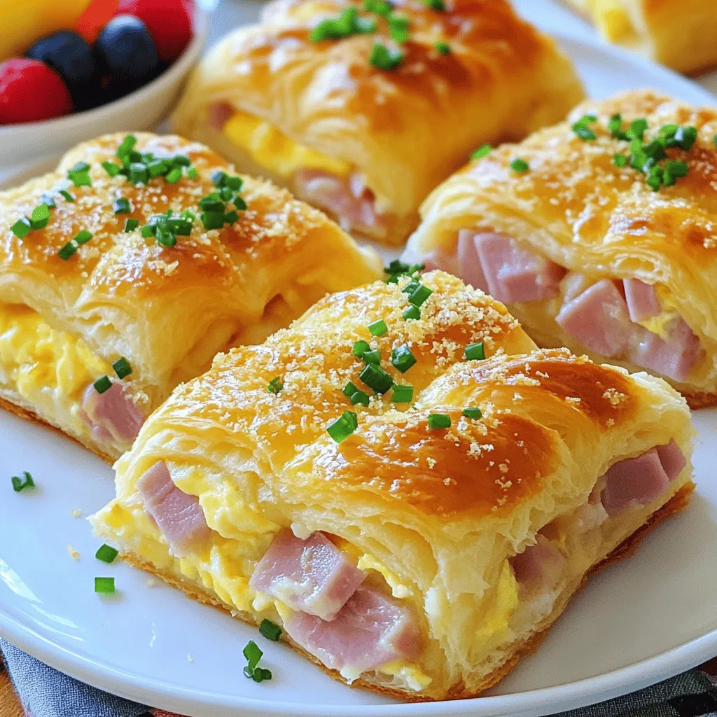- 6 large buttery croissants, cut into quarters - 1 cup diced ham - 1 cup shredded Swiss cheese - ½ cup grated Parmesan cheese - 6 large eggs - 2 cups milk - 1 teaspoon dried thyme - 1 teaspoon garlic powder - Salt and pepper to taste - Fresh chives, chopped (for garnish)