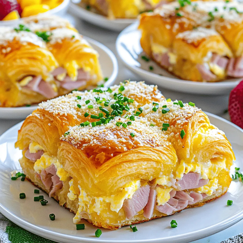 Ham and Cheese Croissant Breakfast Casserole Delight