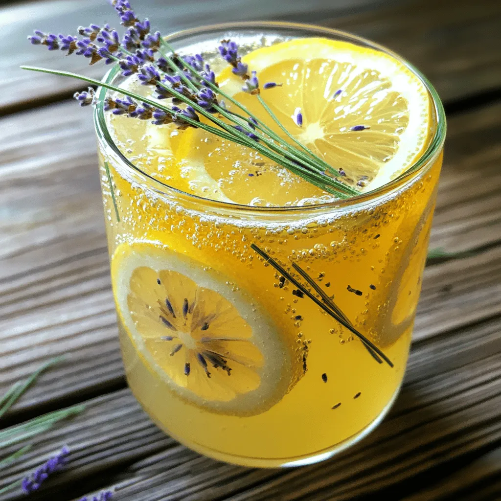 To make Sparkling Lavender Lemonade, you need a few key ingredients: lavender syrup, fresh lemon juice, sparkling water, culinary lavender, and granulated sugar. Each ingredient brings its own magic to this drink.