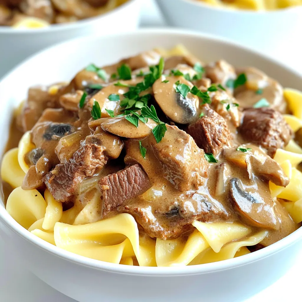 Slow Cooker Beef Stroganoff with Egg Noodles Delight