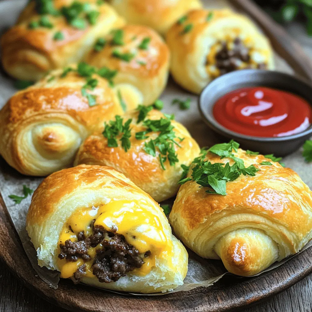 To make garlic parmesan cheeseburger bombs, you need simple ingredients. Start with 1 pound of ground beef. The beef gives the bombs a rich flavor. You will also need 1 cup of shredded cheddar cheese. This cheese melts well and adds creaminess. Next is 1/2 cup of cream cheese. It makes the filling smooth and tasty. Add 1/4 cup of grated Parmesan cheese for extra flavor.