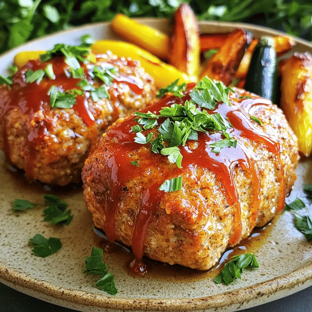 - Ground chicken - Breadcrumbs - Parmesan cheese - Garlic - Parsley - Egg - Onion powder - Italian seasoning - Salt and pepper - Milk - Ketchup - Olive oil