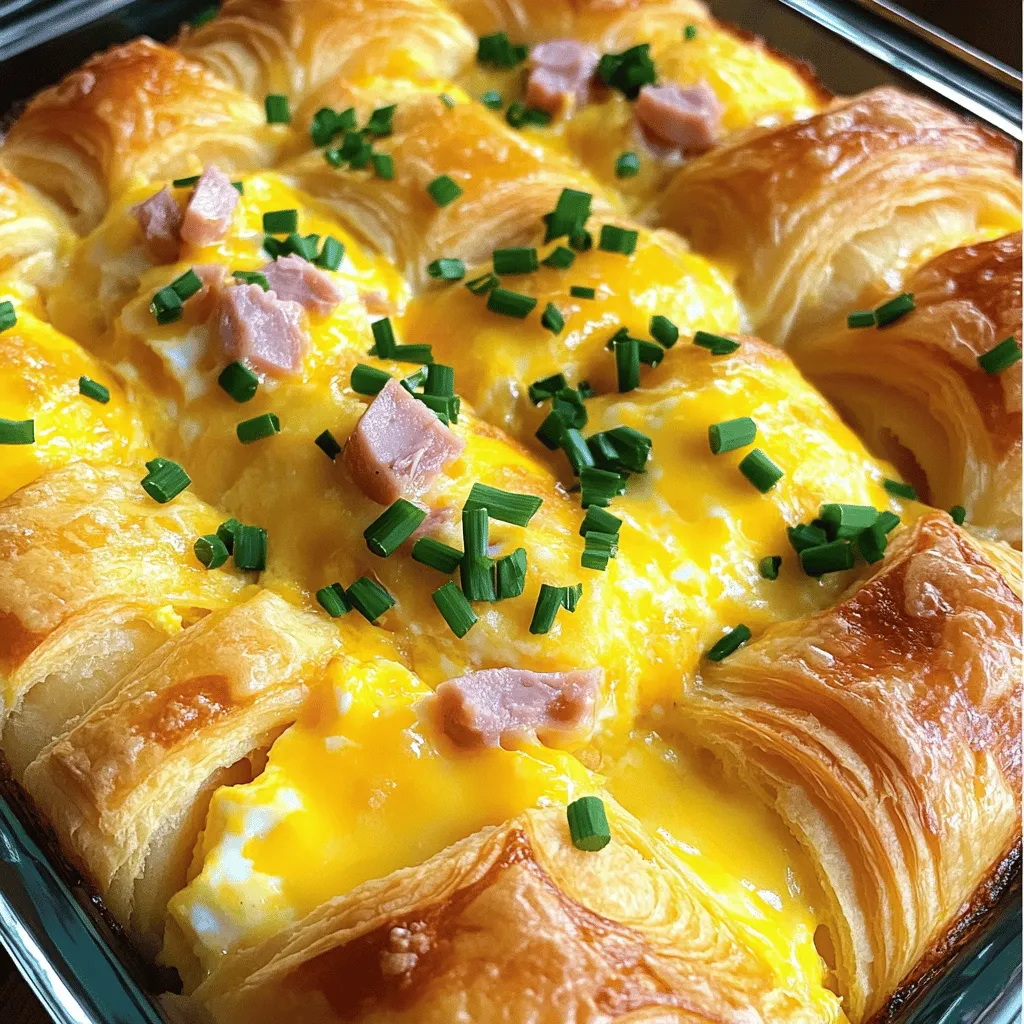 Ham &#038; Cheese Croissant Breakfast Bake Delight