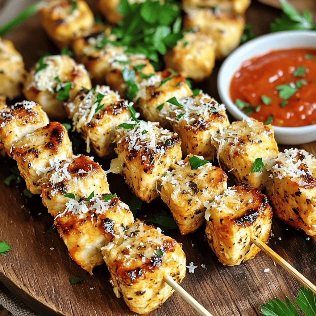 Garlic Parmesan chicken skewers are a tasty treat. They mix juicy chicken with rich garlic and cheese. This dish is simple to make and full of flavor. The garlic brings a punch, while Parmesan adds creaminess. You can serve these skewers at parties or enjoy them for dinner.