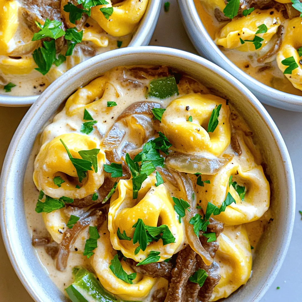 Savory Cheesesteak Tortellini in Creamy Provolone Sauce