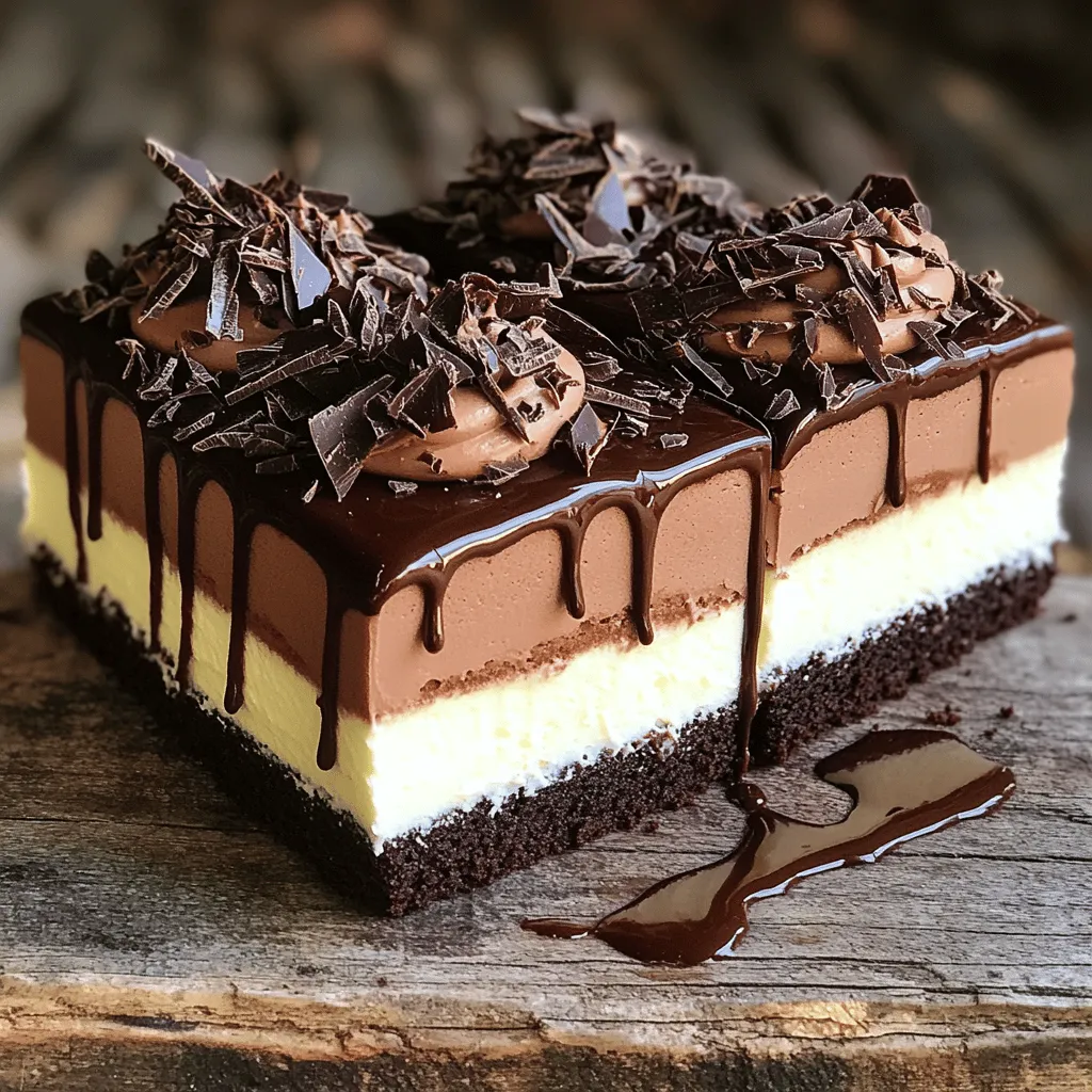 Triple Layer Chocolate Mousse Cake Decadent Dessert Delight