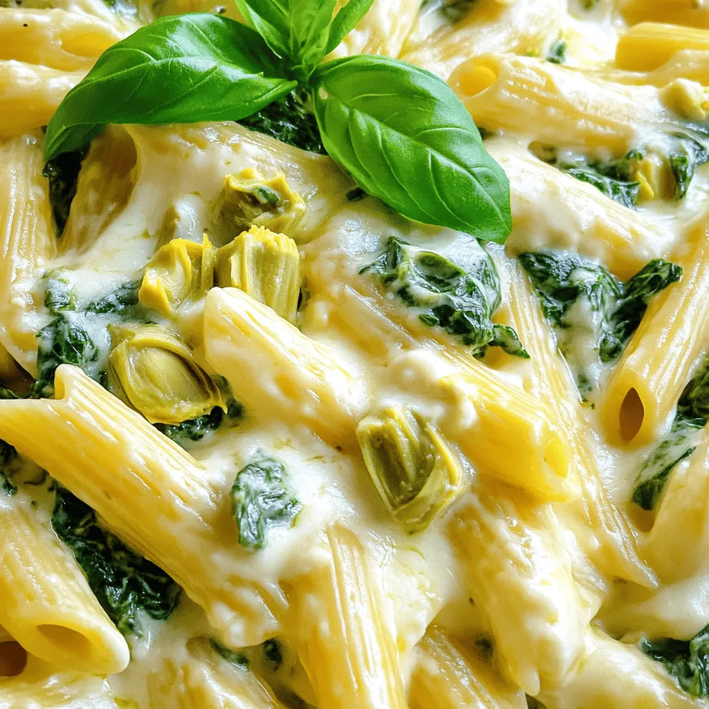 Cheesy Spinach and Artichoke Pasta Delicious Dinner Delight