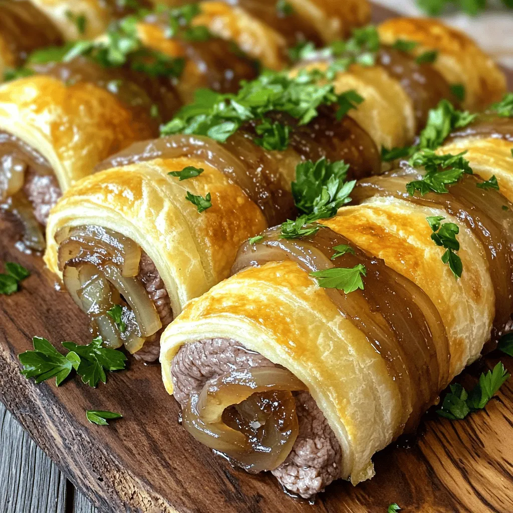 French onion beef roll-ups are a tasty party snack. They combine beef, cheese, and caramelized onions. This blend makes them savory and fun to eat. These roll-ups are easy to grab and enjoy, making them ideal finger foods for gatherings. Everyone loves delicious finger foods, and these roll-ups will please any crowd.