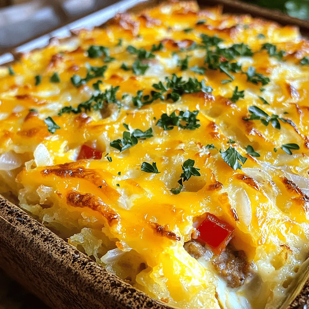 Sausage, Egg, Cream Cheese Hash Brown Casserole Delight