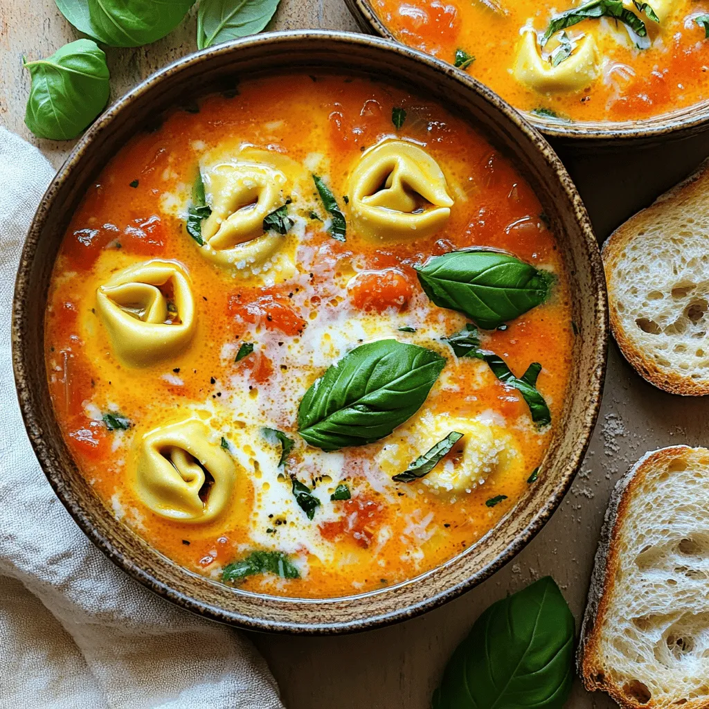 One Pot Creamy Tomato Basil Tortellini Soup Delight