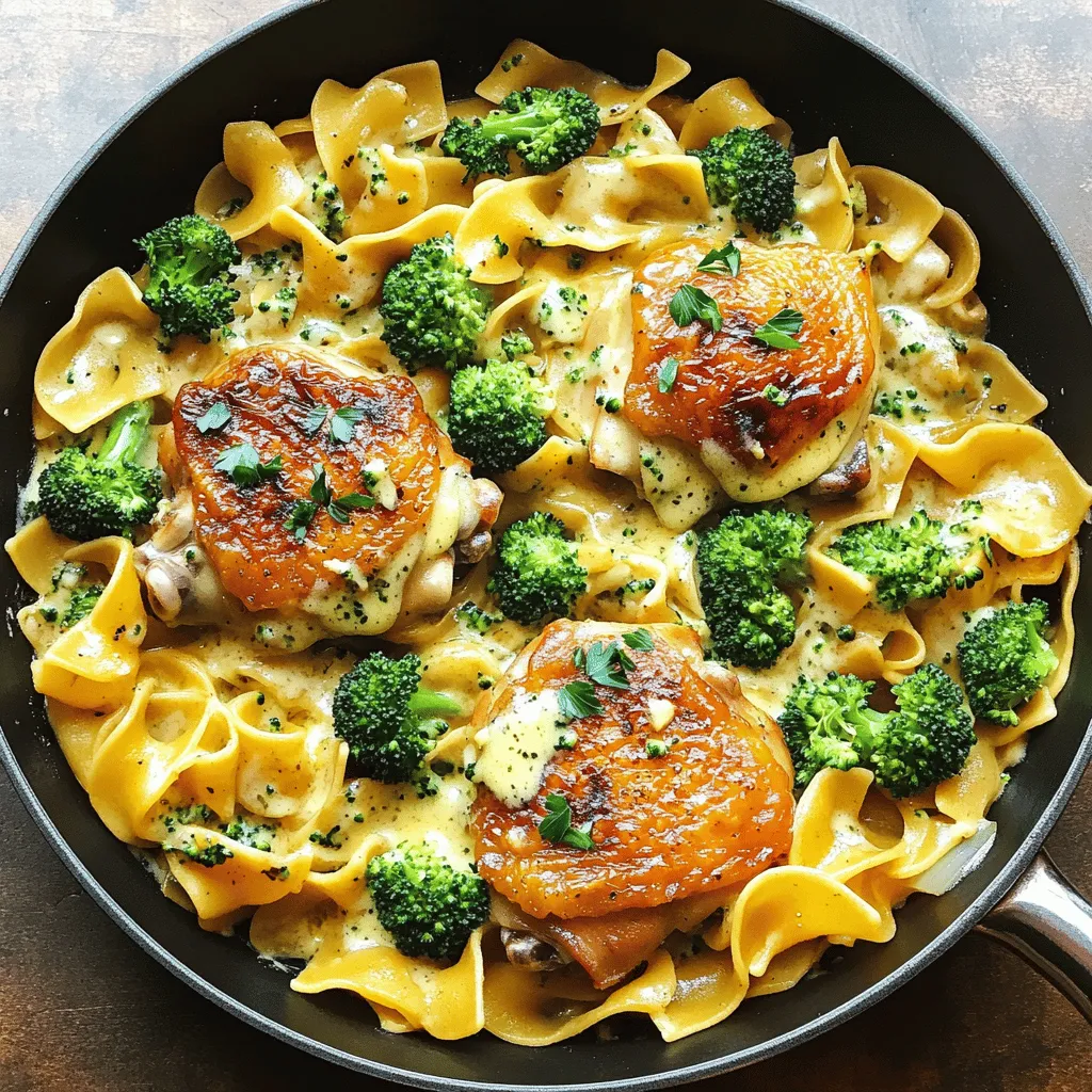To make One-Pan Chicken with Buttered Noodles, you need simple ingredients. You will need four boneless, skinless chicken thighs. They provide great flavor and are tender. Next, get two cups of egg noodles. They cook fast and soak up the sauce well. You also need three tablespoons of unsalted butter. This adds richness to the dish.
