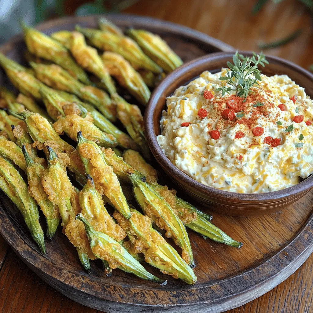 Fried Pickled Okra with Pimento Cheese Delight