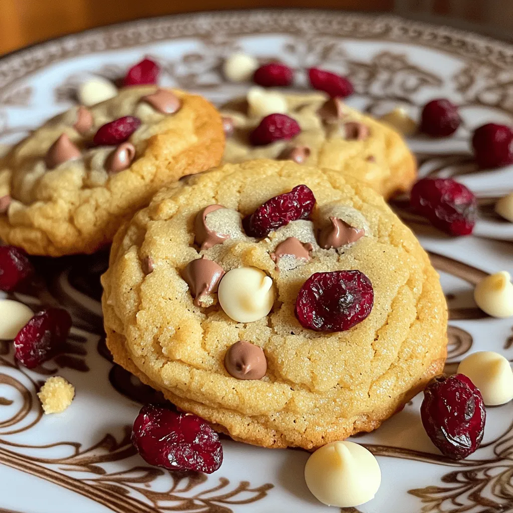 To make white chocolate cranberry cookies, gather these simple ingredients: